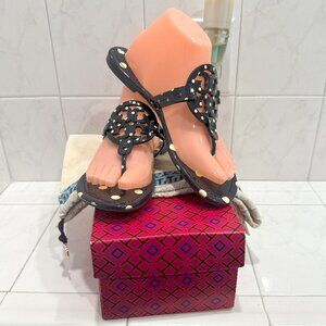 Tory Burch Miller Navy Polka Dot Print Sz 8 - MINT CONDITION